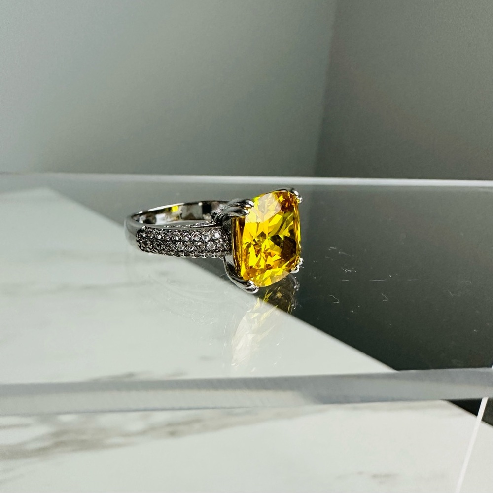 Sterling Silver Yellow Cz Statement Ring Pav Acce… - image 8